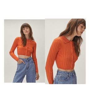 Nasty Gal Ribbed button down knit cardigan
